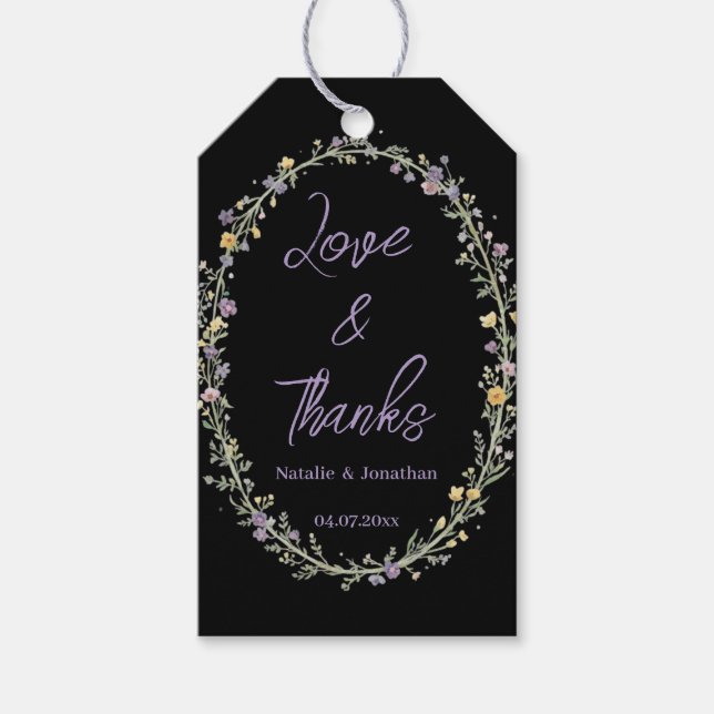 Modern enkel Blommig Boho Bröllop Tack  Presentetikett (Framsidan)