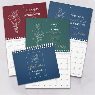 Modern Enkel Blommig Kristendom Kalender