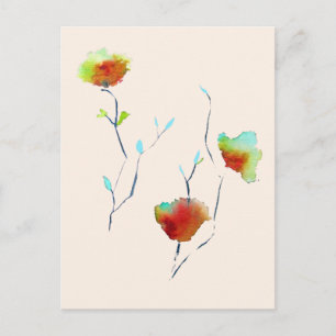 Modern enkel blommigt blomma Höstkonst Vykort
