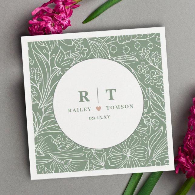 Modern enkel Blommigt för grundläggande Grönt, Sny Pappersservett (Skapare uppladdad)