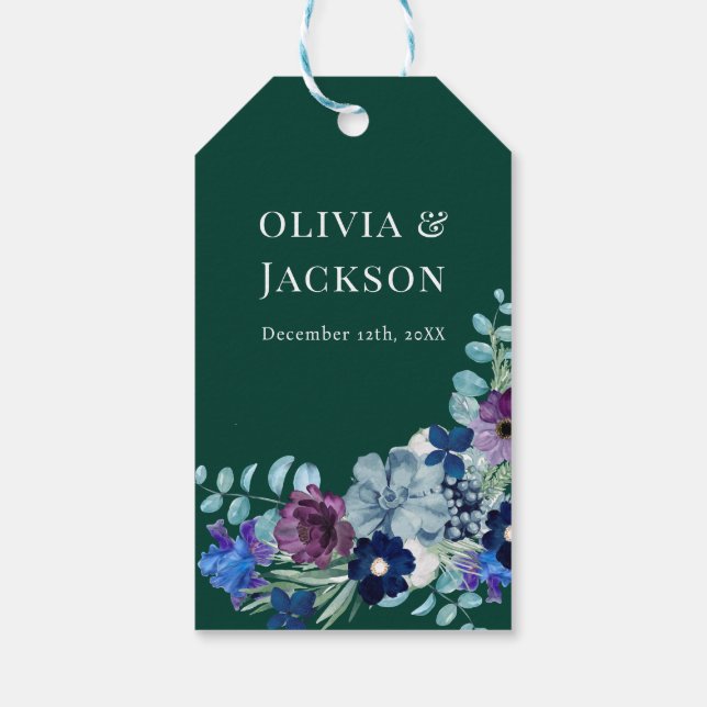 Modern enkel blommigt, grönt Bröllop Presentetikett (Baksidan)