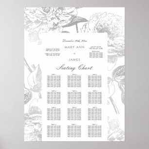 Modern enkel Blommigt Silver i bröllop Poster