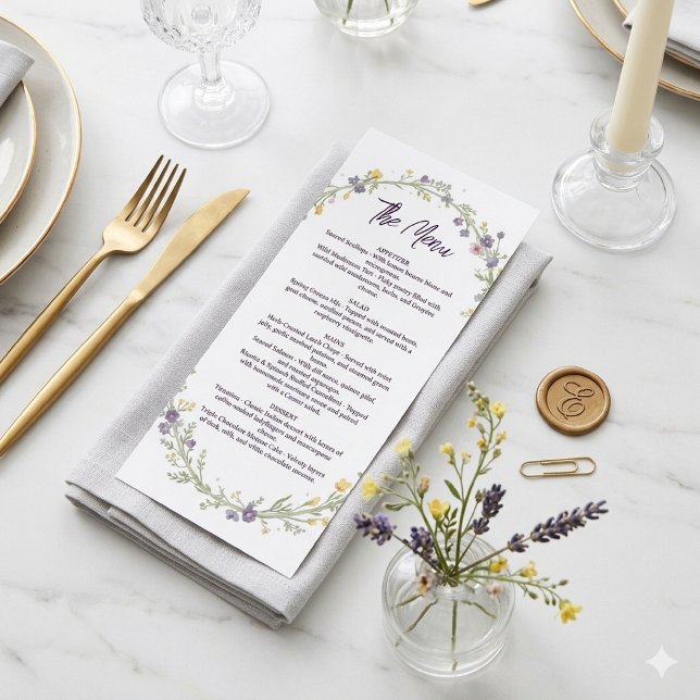 Modern enkel blomster Boho bröllop Meny (Skapare uppladdad)