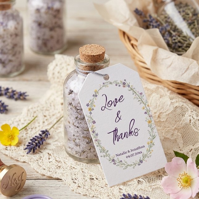 Modern enkel blomster Boho bröllop tack  Presentetikett (Skapare uppladdad)