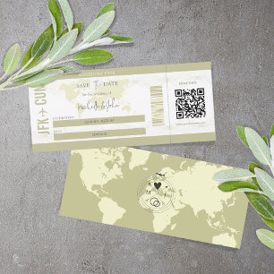 Modern enkel Boarding Pass Destination Wedding Inbjudningar