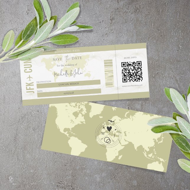 Modern enkel Boarding Pass Destination Wedding Inbjudningar (Skapare uppladdad)