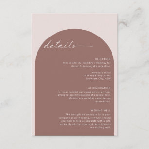 Modern enkel bohemisk Arch-informationshölje Tilläggskort