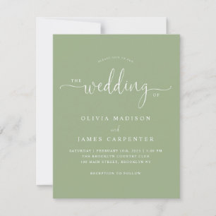 Modern enkel Boho Sage Grönt Photo Wedding-inbjuda Inbjudningar