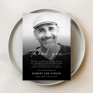 Modern enkel böjningssympati för begravningsfoto tack kort