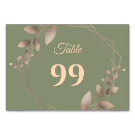 Modern enkel botanisk elegant grönt guld bordsnummer