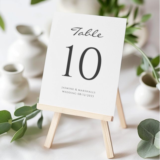 modern enkel bröllop bord placeringskort (modern simple minimalist table number sign , editable , tie the knot in style , minimalistic , 
)
