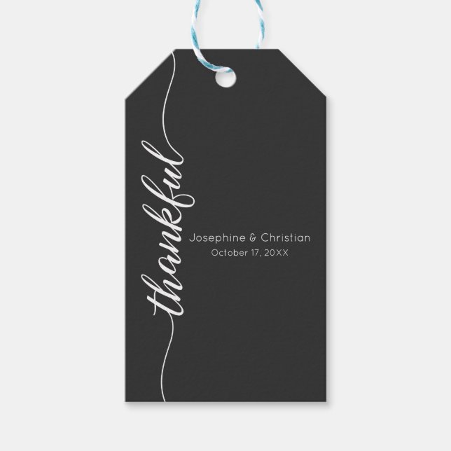 Modern enkel Bröllop par tacksamma skript Presentetikett (Framsidan)