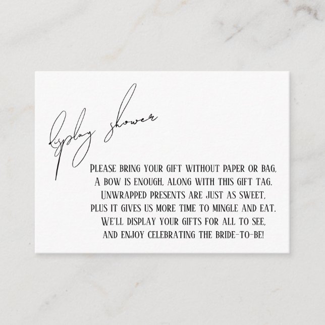 Modern Enkel Bröllopsdisplay Shower Gåva Kort (Framsida)