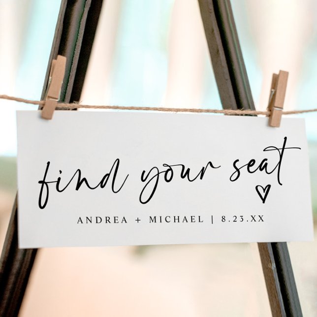 Modern Enkel Bröllopsplatskarta Headerkort (Wedding Seating Chart Header Card - Find Your Seat)