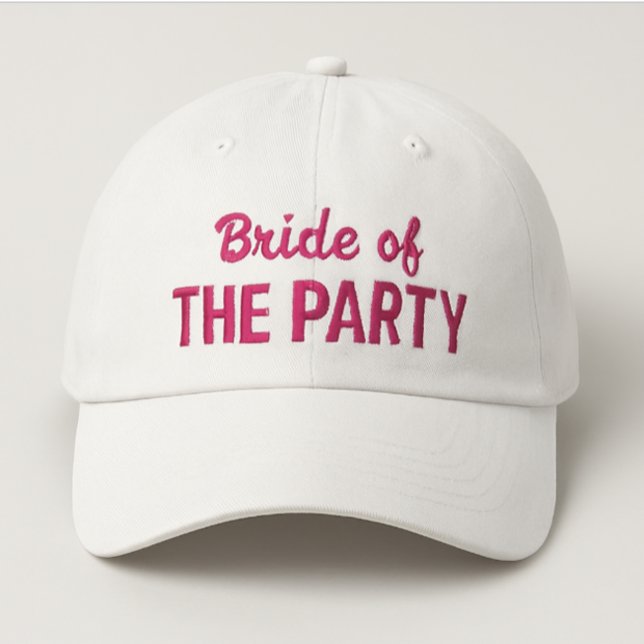 Modern enkel brud på festen rosa färg text broderad keps (Modern wedding party bride vibe hat)