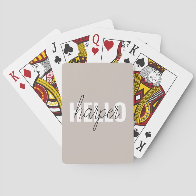 Modern enkel brun Hej och du Namn Casinokort (Baksidan)