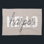 Modern enkel brun Hej och du Namn Kökshandduk<br><div class="desc">Modern enkel brun Hej och du Namn</div>