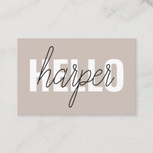 Modern enkel brun Hej och du Namn Visitkort