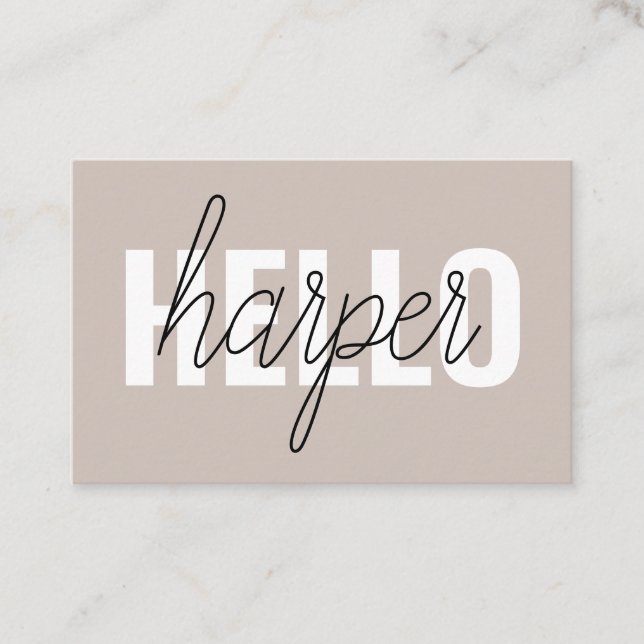 Modern enkel brun Hej och du Namn Visitkort (Framsida)