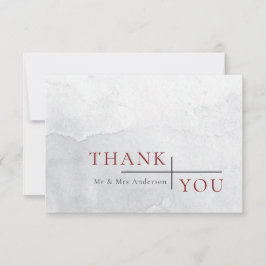 Modern enkel burgundy Grått Watercolor Bröllop Tack Kort