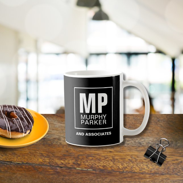 Modern enkel Business Monogram Logotyp Black White Kaffemugg (Skapare uppladdad)