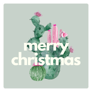 Modern enkel Cacti-julklapp - klassiska stämplar Fyrkantigt Klistermärke