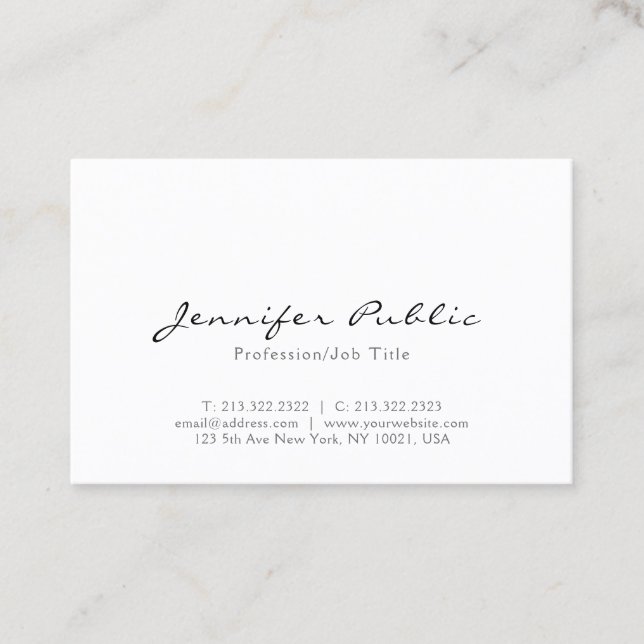 Modern enkel Calligraphy Script Gloss Euro-Storlek Visitkort (Framsida)