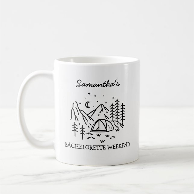 Modern enkel camping Bachelorette Party Nature Kaffemugg (Vänster)