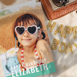 Modern enkel Chic Anpassningsbar Fotofödelsedag Hä Kort