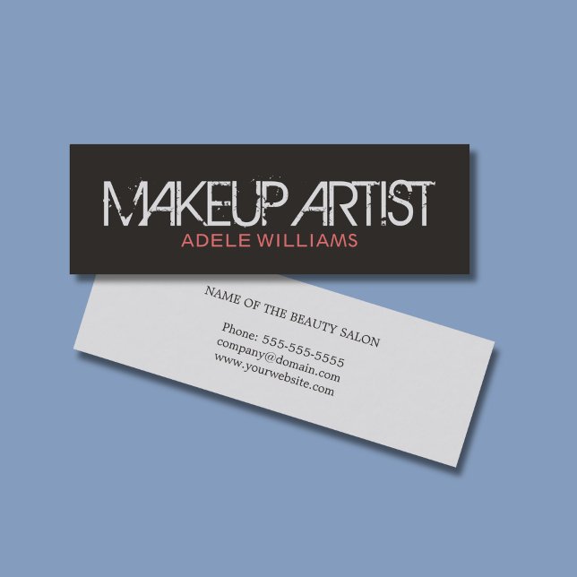Modern enkel Chic Grått Blek Rosa Makeup Artist  Mini Visitkort (Skapare uppladdad)