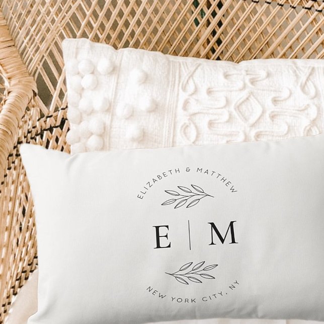 Modern Enkel Chic, Monogram för Chic i Eleganten b Lumbarkudde (Skapare uppladdad)