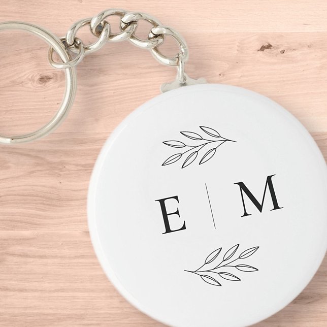 Modern Enkel Chic, Monogram för Chic i Eleganten b Nyckelring (Skapare uppladdad)