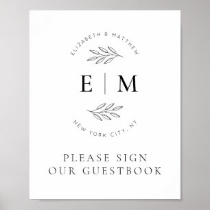 Modern Enkel Chic, Monogram för Chic i Eleganten b Poster