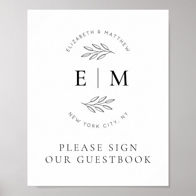 Modern Enkel Chic, Monogram för Chic i Eleganten b Poster (Framsidan)