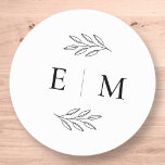 Modern Enkel Chic, Monogram för Chic i Eleganten b Runt Klistermärke<br><div class="desc">Sammansatt av enkelt rakt infogat ramar med klassisk kursiv stil och serif-typografi. Dessa inslag är enkla,  tidlösa och klassiska.. Detta är designat av White Papper Birch Co. exklusiv för Zazzle. Finns här: http://www.zazzle.com/store/whitepaperbirch</div>