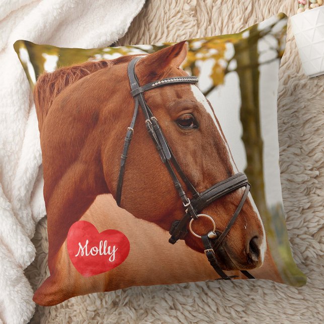 Modern enkel Chic Personlig Pet Horse Photo Kudde (Skapare uppladdad)