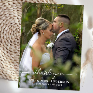 Modern enkel Chic Personlig Photo Bröllop Tack Kort