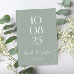 Modern enkel Chic Sage Grönt Bröllop Spara Datumet<br><div class="desc">Modern bröllop spara datum med elegantens chic och minimalistiskt stil.</div>