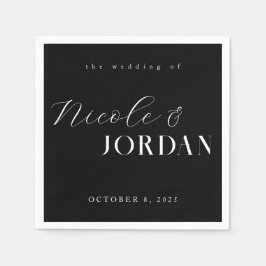 Modern enkel Chic, svart och vitt Bröllop Pappersservett
