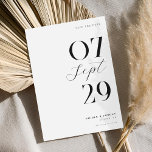 Modern enkel Chic, svart och vitt Bröllop Spara Datumet<br><div class="desc">Moderna kort för bröllop spara datum med elegant chic och minimalistiskt stil i svart och vitt färg.</div>