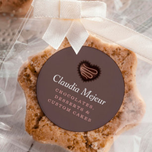 Modern enkel choklad Baker Brown Runt Klistermärke