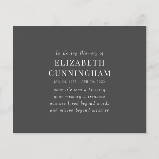 Modern enkel citat för minnesminnesminne i lyft (Framsida)