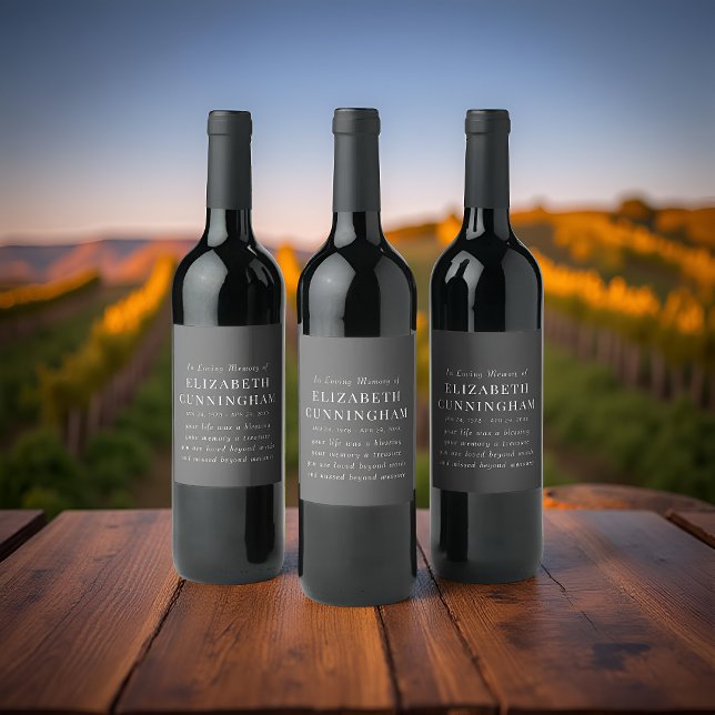 Modern enkel citat för minnesminnesminne i lyft vinflaska etikett (Skapare uppladdad)