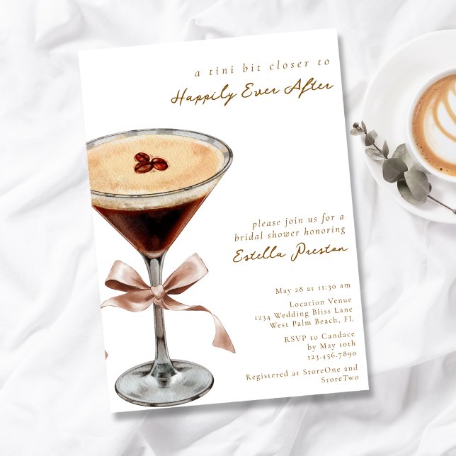 Modern Enkel Cocktail-inspirerad Mocha Bröllopsdus Inbjudningar (Skapare uppladdad)