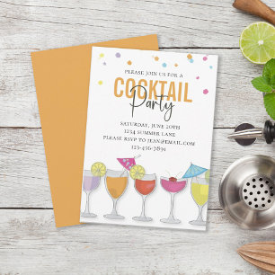 Modern Enkel Cocktailfest Minimalistisk Orange Inbjudningar