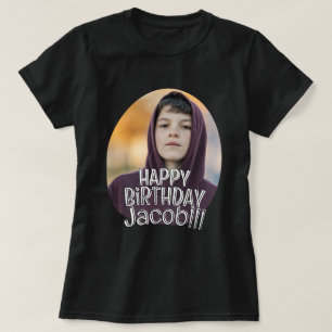 Modern Enkel Cool Anpassad Foto Födelsedagsgratula T Shirt