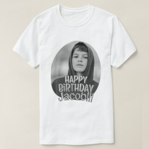 Modern Enkel Cool Anpassad Foto Födelsedagsgratula T Shirt