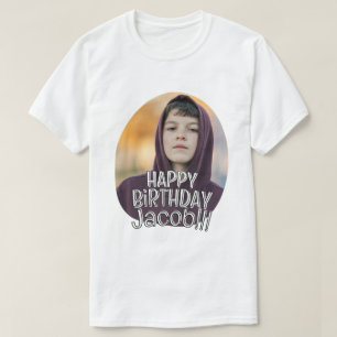 Modern Enkel Cool Anpassad Foto Födelsedagsgratula T Shirt