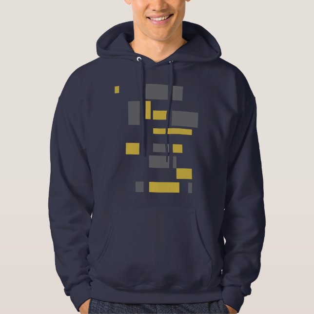 Modern, enkel, cool geometrisk gul grå mönster hoodie (Framsida)