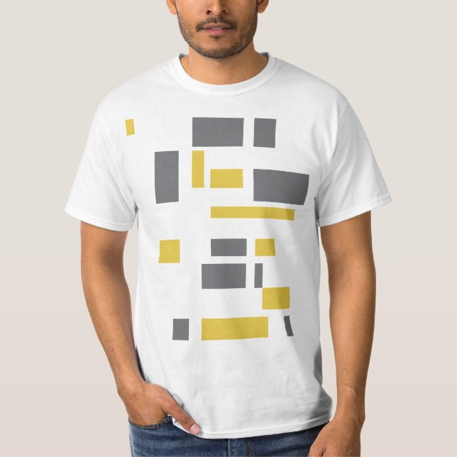Modern, enkel, cool geometrisk gul grå mönster t shirt (Framsida)